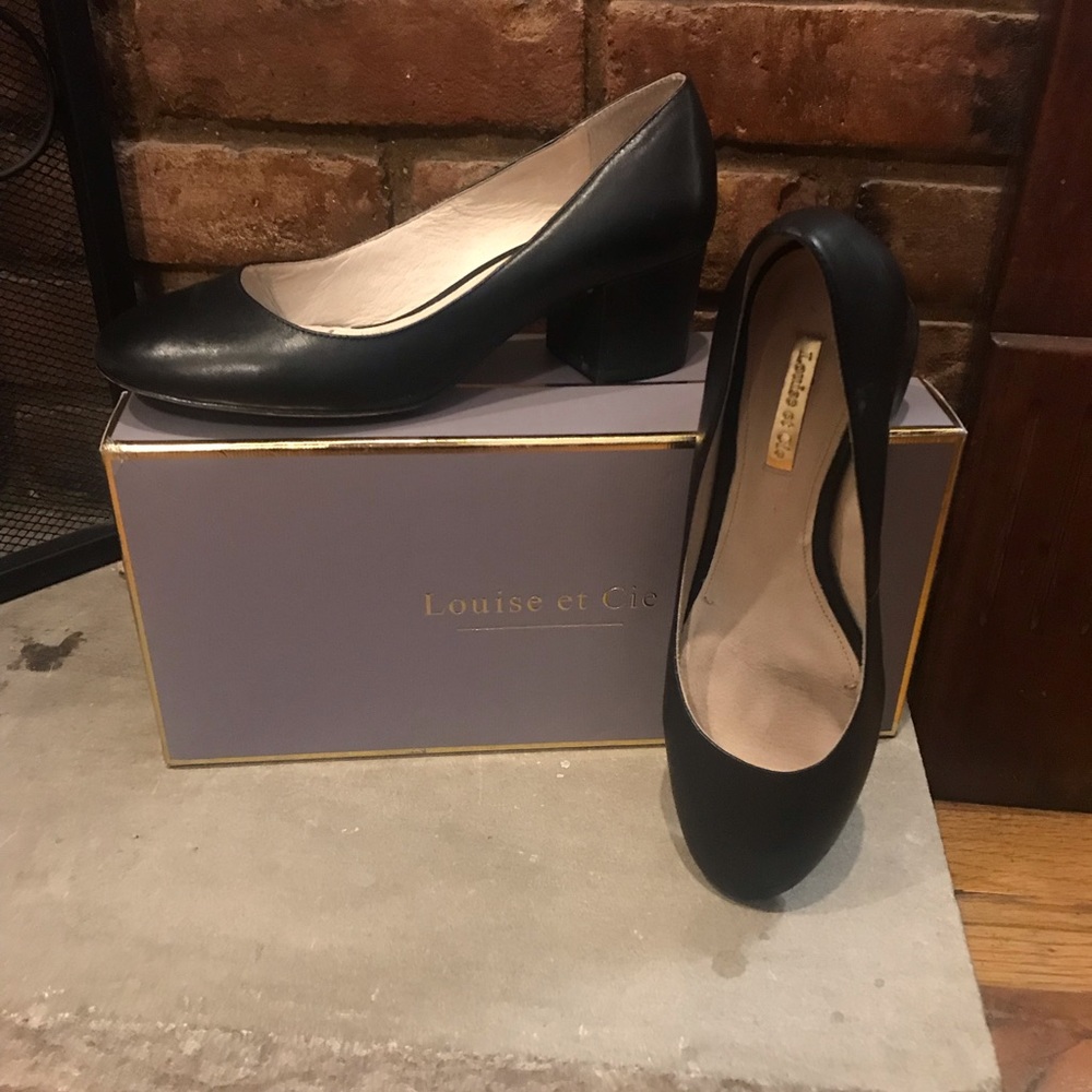 Black leather heels